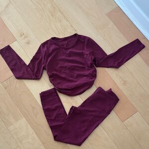 Lululemon Burgundy Leggings and Top Set